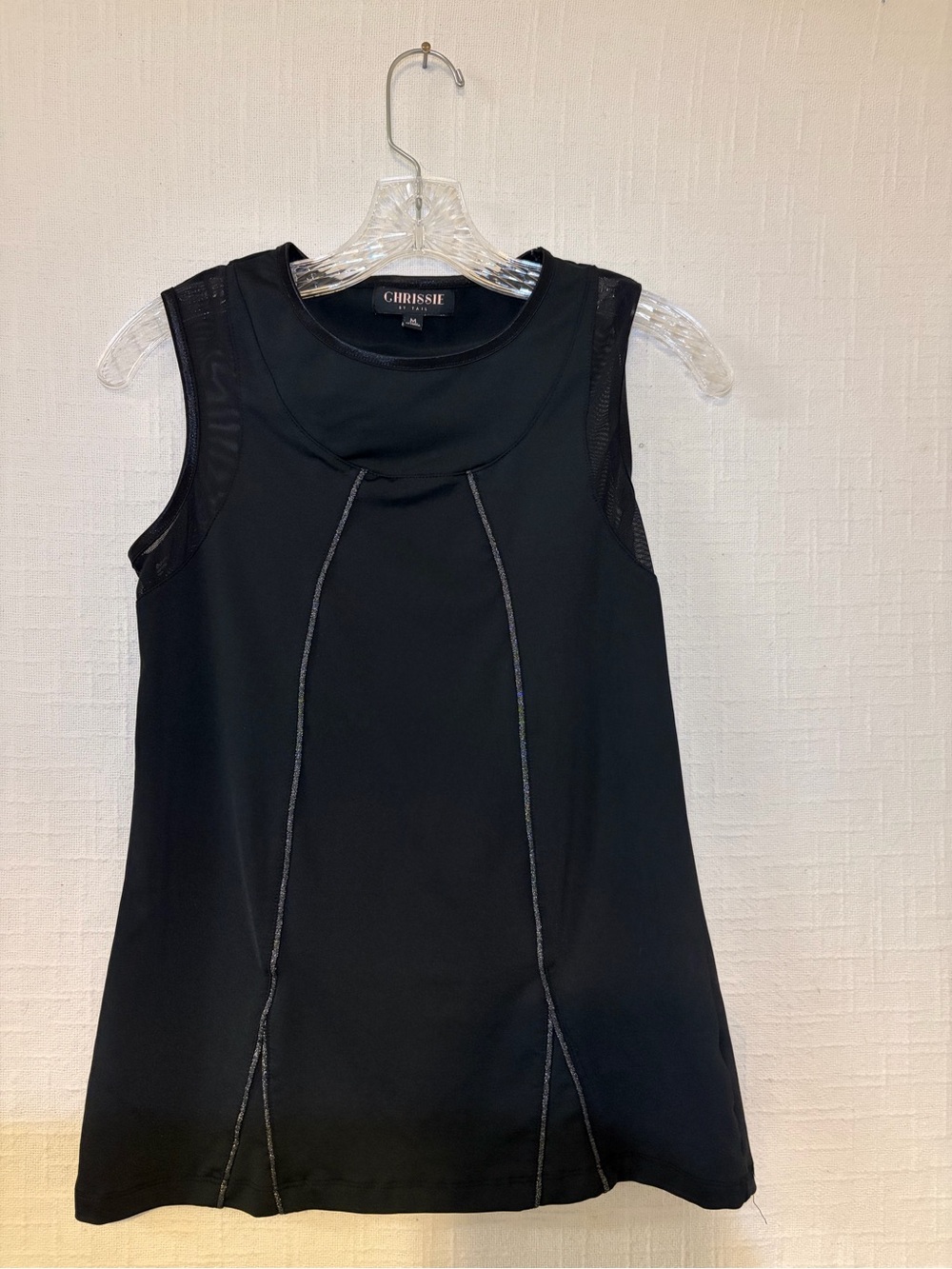 CHRISSIE by Tail Women’s Black Solid Mesh Accent Round Neck Athletic Tank Top M
